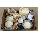 A box of ceramics to include a retro part tea set from Sweden.