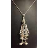 Large 925 silver reticulated clown pendant set with crystals. Measures 7cm long to the top of the