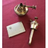 3 vintage items to include an atomiser spray partly sterling silver, an oil burner, and a stamp