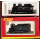 2 Hornby OO gauge tank locomotives BR green 328 (boxed) and BR black 47606.