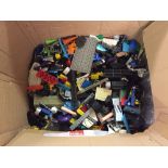 A large boxed assorted LEGO and Lego style bricks.