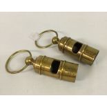 2 reproduction white star line brass whistles.