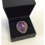 Sterling silver ring set with a purple copper turquoise stones, Size J.