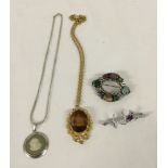 4 items of jewellery comprising, a green Wedgwood jasperware pendant on a 925 chain, an Adrie Ann