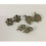 3 pairs of marcasite clip on earrings.