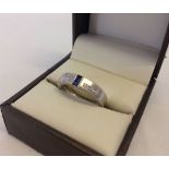 A 9ct white gold sapphire & diamond ring. Size N«. Approx total weight 3.7g.