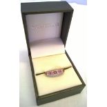 Ladies 9ct gold diamond and ruby half eternity ring, set with 5 rubies and 8 small diamonds. Size