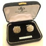 Gentlemens gold on silver cufflinks in original box.