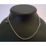 Sterling silver belcher watch chain/necklace with 'T' bar. Marked Sterling on the inside of the