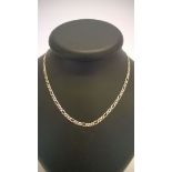 9ct yellow & white gold fancy chain necklace. Approx 50cm long, approx weight 9.4g.