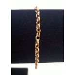 Hallmarked 9ct gold small link belcher bracelet. Length approx 20.5cm, weight approx 1.5g