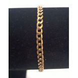 9ct gold flat link bracelet. Length approx 19cm, weight approx 5.1g