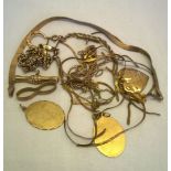 A quantity of 9ct gold scrap jewellery, total weight approx 12.7g