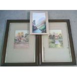 3 watercolours comprising:- 2 cathedral scenes, both indistinctly signed and dated '29. 35 x 25 (