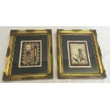 A pair of African tribal collages, framed and glazed