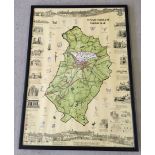 A large framed and glazed print of map of Wymondham 81cm c 87cm