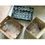 3 boxes of mixed glassware to include punch cups and wine glasses.