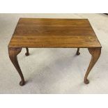 A light oak cabriole leg occasional table. Approx 39cm tall.
