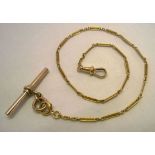 An 18ct gold watch chain with 9ct gold 'T' bar. Chain approx 6.5g, T-bar approx 2.1g