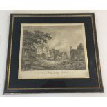 A framed and glazed engraving of Town Acton, Middlesex in 1799 approx 35 x 40cm