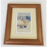 A signed Faye Whittaker print of a young boy. Signed in pencil in the border approx 17 x 12cm