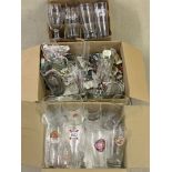 3 boxes of brewery branded glassware