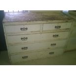2 over 3 chest of drawers, painted white with decorative metal handles