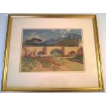 Arthur J Black (1855 - 1936) watercolour - Salerno Bridge signed and dated 19.12.26. 26 x 36cm F&G