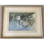 Sir William Russell Flint Ltd edition print of Riverside washing. 45cm x 31cm