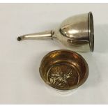 A silver plated wine funnel.