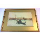 Andrea Biondetti (Italian 1851-1946) - watercolour Venetian canal scene. 19 x 30cm F&G