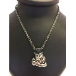 A Thierry Martino designer jewellery Soul Fetish 'Mascot' Dead or Alive silver pendant set with CZ