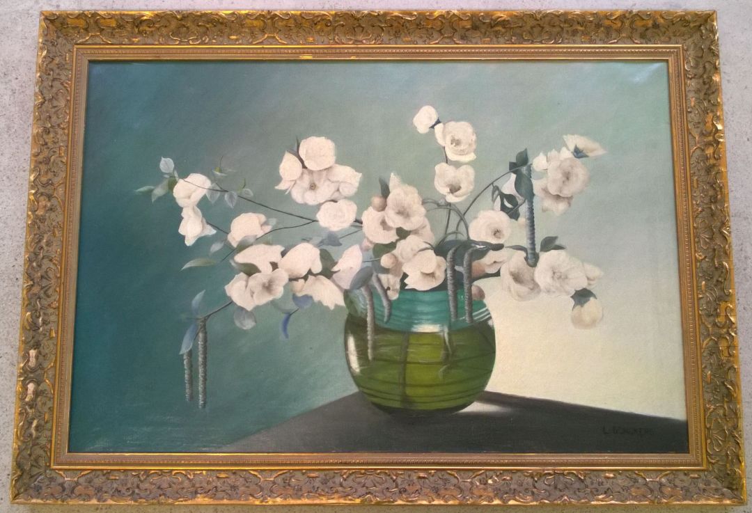 Early 20th century oil on canvas still life of flowers. Signed L. Donckers. Dutch or Flemish school.