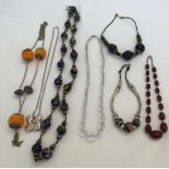 A small collection of costume necklaces to include glass beads.