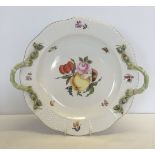 Herend Hungary Rotheschild serving tray decorated with flowers and fruit. Approx 37cm across