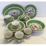 A box of Victorian ceramic dinner ware with decorative bird design. Some pieces a/f.