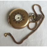 A Waltham USA gold plated half hunter pocket watch in working order.