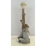 A Nao table lamp with girl and puppy decoration.