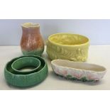 4 pieces of Sylvac to include yellow fern leaf fruit bowl.