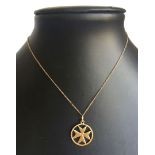 An 18ct gold Maltese cross pendant on a 14ct fine gold chain. Total approx weight 2.7g