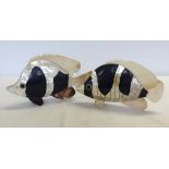 2 tropical fish figures made from mother of pearl and other shell. Each approx 26cm long (a/f -