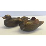 2 early 20th century laquer Mandarin duck lidded pots