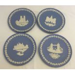 4 Jasperware Wedgwood christmas plates. 1973,1974,1975,1977.