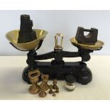 A set of Librasco kitchen scales complete with brass & cast iron metric & imperial weights.