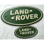 2 cast iron reproduction Land Rover wall plaques.