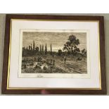 Antique signed etching by Edmund Evans of Whitley 1868-80.