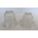 2 Vaseline glass lampshades, largest approx 12cm high.