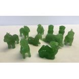 10 carved jade animals to include camel and horse.