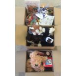 3 boxes of new modern toys to include children's jewellery, puppets, and jelly cat toys.