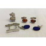 A small quantity of silver items. Amber and silver cufflinks marked 925, Lapis Lazuli and silver